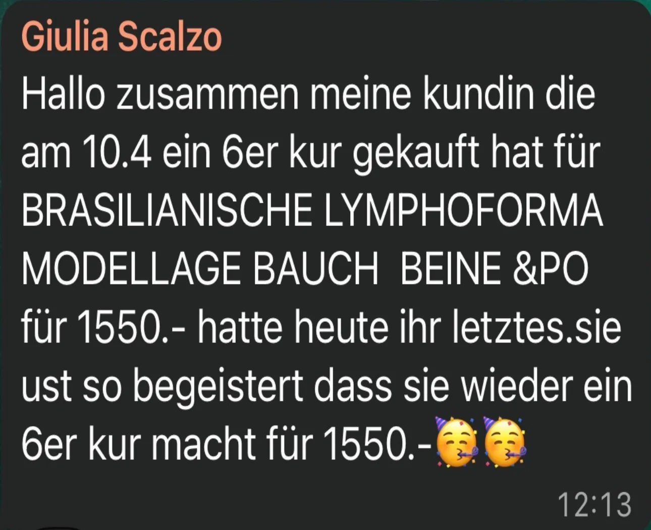 Verkaufsnachricht von Giulia